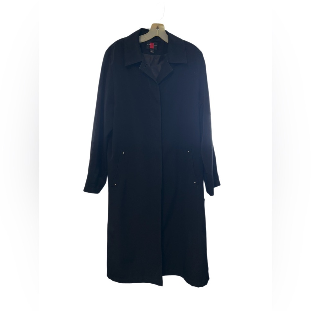 Gallery Women’s Classic Black Trench Coat – Full Length & All-Weather Size 8